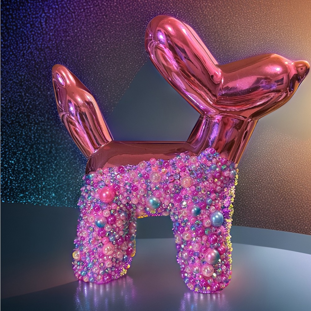Bedazzled dipped illusion blow up dog 🐶 figurine